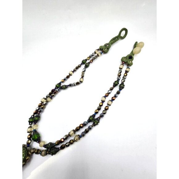 Handcrafted Soutache Beaded Pendant Necklace – Vintage Artisan Statement - Picture 6 of 11
